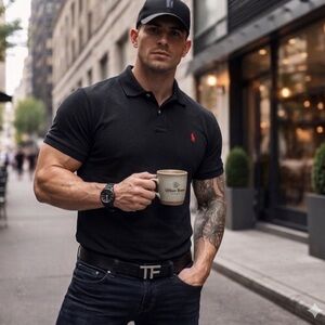 Polo by Ralph Lauren Black Short-Sleeve Polo with Red Pony